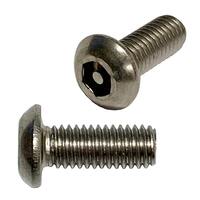 BSCSPI0101S #10-24 X 1"  Button Socket Cap Security Screw, w/ Pin-in-Hex, 18-8 Stainless